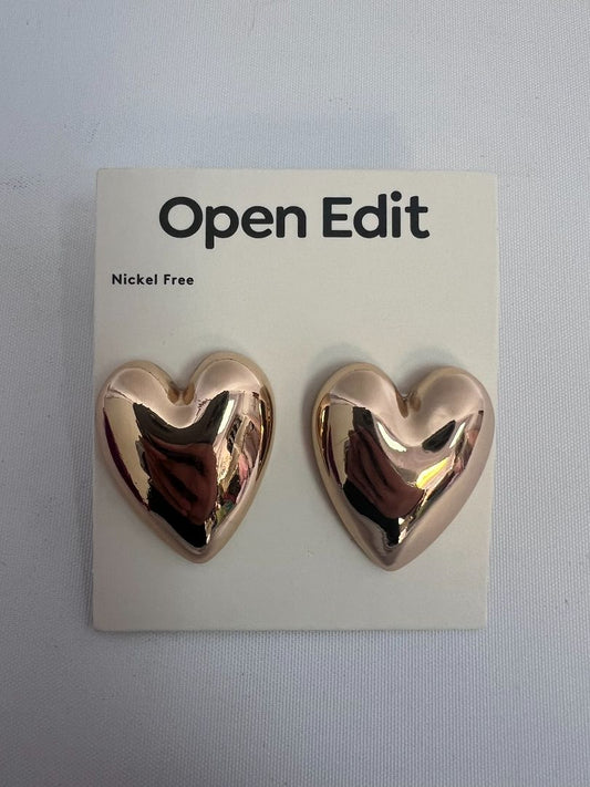 gold Open Edit heart shaped earrings, NA