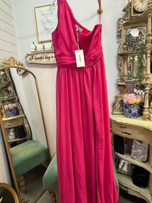 pink Likely One shoulder gown, 12