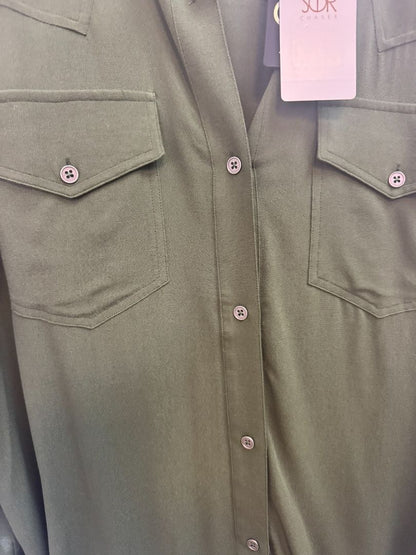 Forest Night Chasor Penmar blouse, L Length (shoulder to hem): 28 in Bust (flat): 21.5 in Sleeve Length: 24 in Shoulder Width: 16.5 in Fit: Relaxed, straight cut with a slight drape