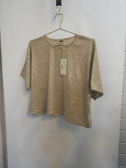 CHAMPAGNE FRNCH Paris Women's plus size contemporary, Length: Approx. 21 in Bust: Approx. 22 in (pit to pit) Sleeve Length: 11 in (from neckline)