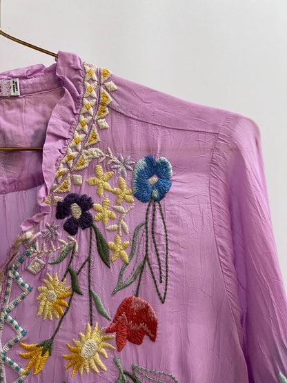 purple multi Johnny Was floral blouse, L