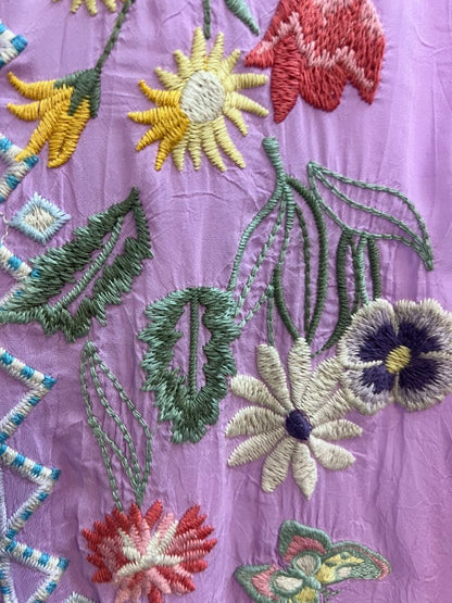 purple multi Johnny Was floral blouse, L