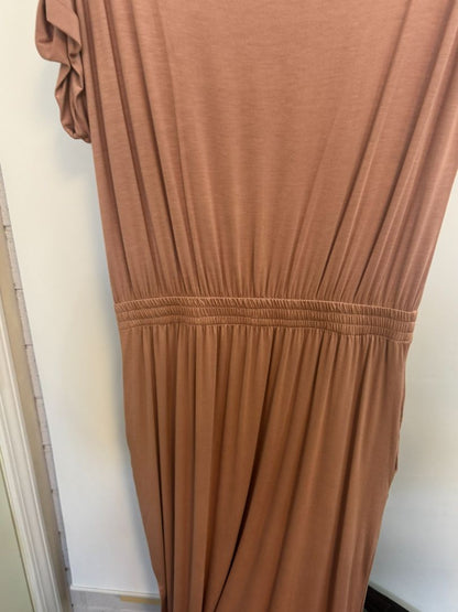 Mauve breathe again bamboo blend midi dress, XLDimensions (Flat Lay Estimate) • Bust: 21 in (approx. 42 in around) • Waist (Elastic): 13–18 in stretched (approx. 26–36 in around) • Length (shoulder to hem): Approx. 52 in