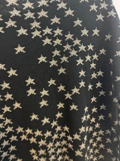 black and gold Saint Laurent metallic sweater, Dimensions (Approximate – Women’s Size M)** Bust (flat): 18 in Length (shoulder to hem): 25 in Sleeve Length: 23.5 in Shoulder to Shoulder: 15.5 in Fit: Slim to relaxed, true to size