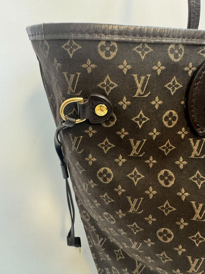 brown Louis Vuitton Mini Lin Monogram Tote – Rare Discontinued Style (Cabas Sac), Height: 13 in Depth: 6.5 in Handle Drop: 8.5 in (Note: These measurements align with the Mini Lin or Idylle Cabas tote sizing.)