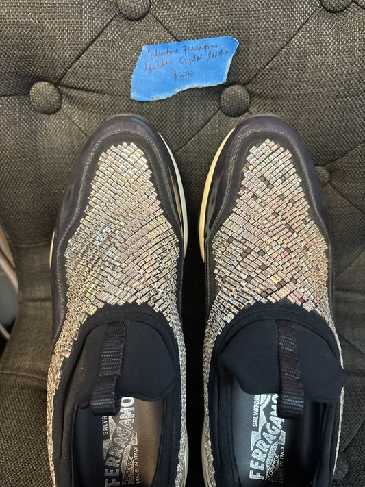 navy and crystal Salvatore Ferragamo sparkle crystal shoes, 10