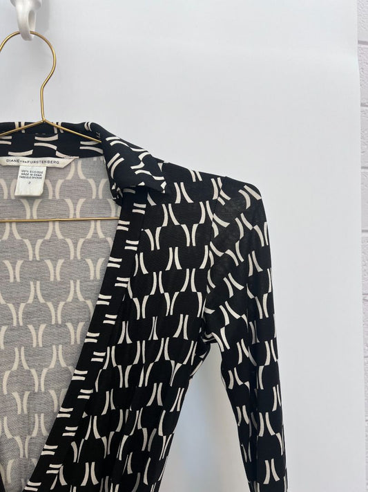 black multi Diane von Furstenberg wrap dress, 0