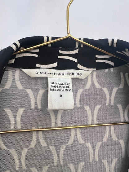 black multi Diane von Furstenberg wrap dress, 0