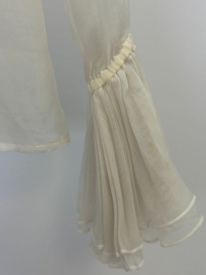 white NA organza ruffle blouse, xs