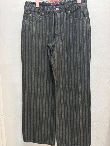 black & grey Edikted wide legged pants with lace, S