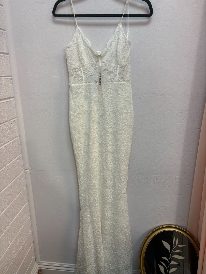 white 12th Tribe glittery laced mermaid dress, S