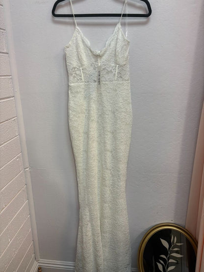 white 12th Tribe glittery laced mermaid dress, S
