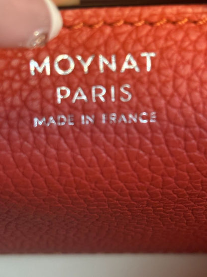 flame orange taurillon leather Moynat Voyage PM bag with straps, PM