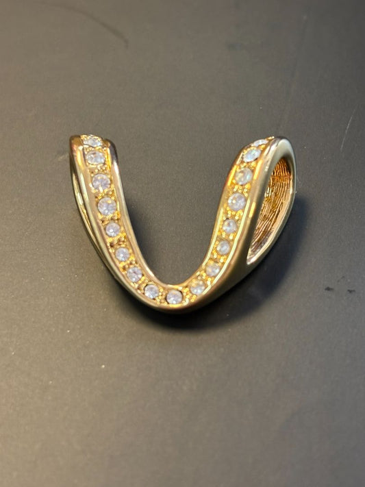 gold tone Nolan Miller vintage pave crystal rhinestone, 2.5 cm