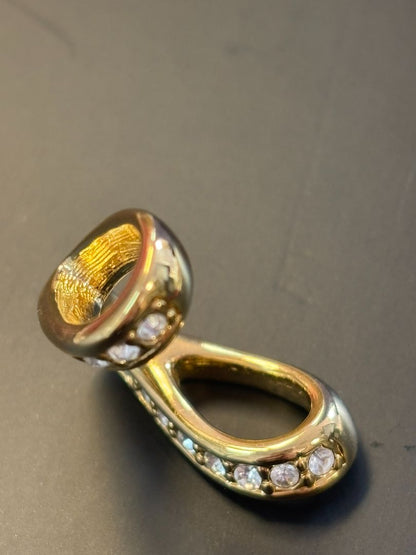 gold tone Nolan Miller vintage pave crystal rhinestone, 2.5 cm