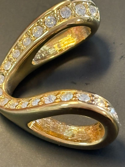 gold tone Nolan Miller vintage pave crystal rhinestone, 2.5 cm