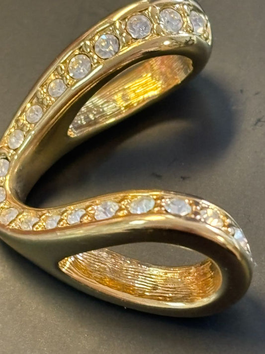 gold tone Nolan Miller vintage pave crystal rhinestone, 2.5 cm