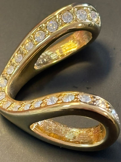 gold tone Nolan Miller vintage pave crystal rhinestone, 2.5 cm