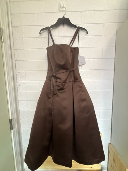 brown Vera Wang vintage mushroom brown satin tea length, 6