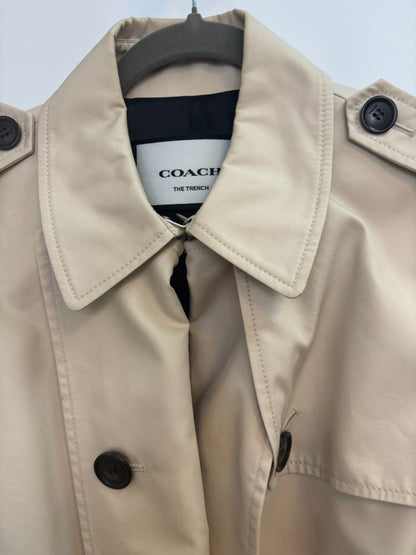 light tan Coach belted khaki trench, S/M