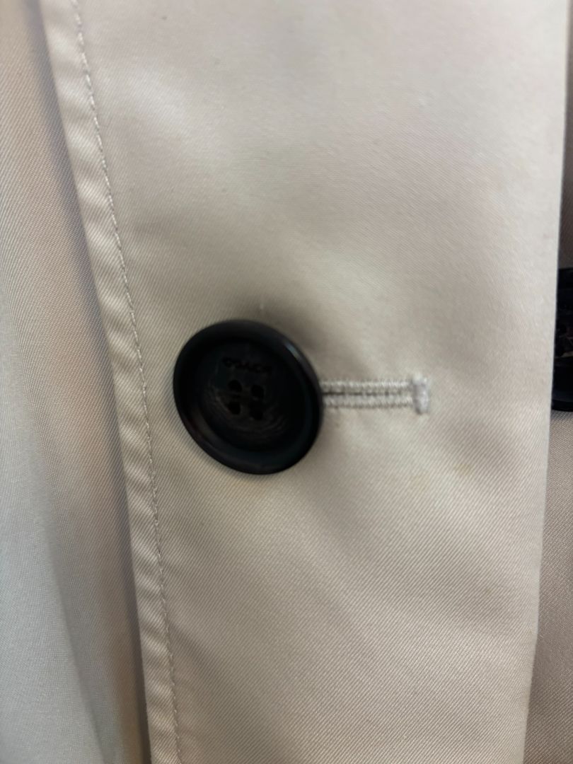 light tan Coach belted khaki trench, S/M