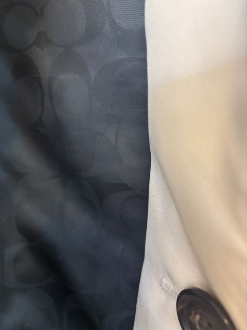 light tan Coach belted khaki trench, S/M