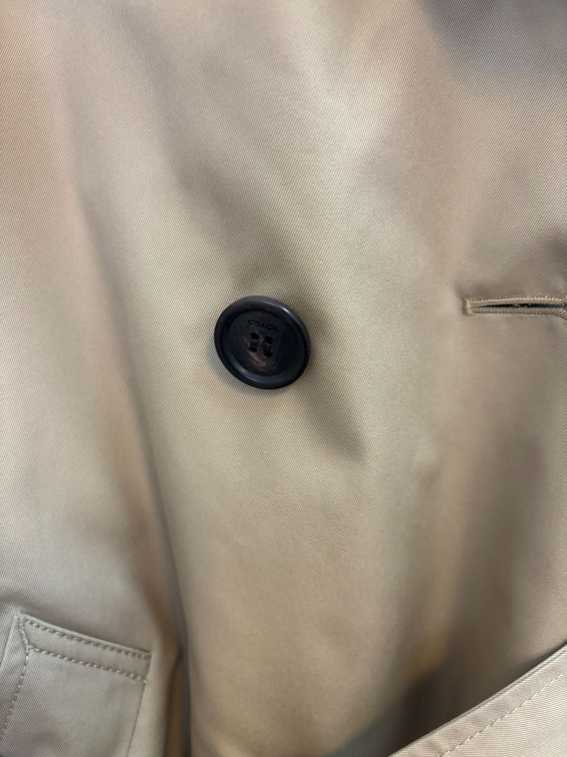 light tan Coach belted khaki trench, S/M