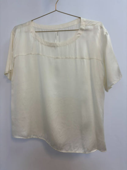 beige Anthropologie satin/silk  blouse, M