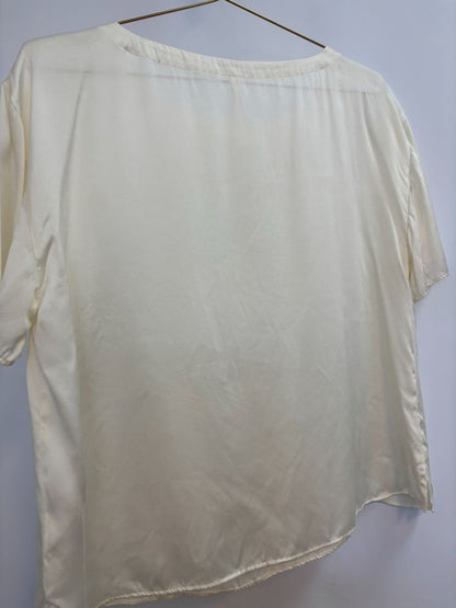 beige Anthropologie satin/silk  blouse, M