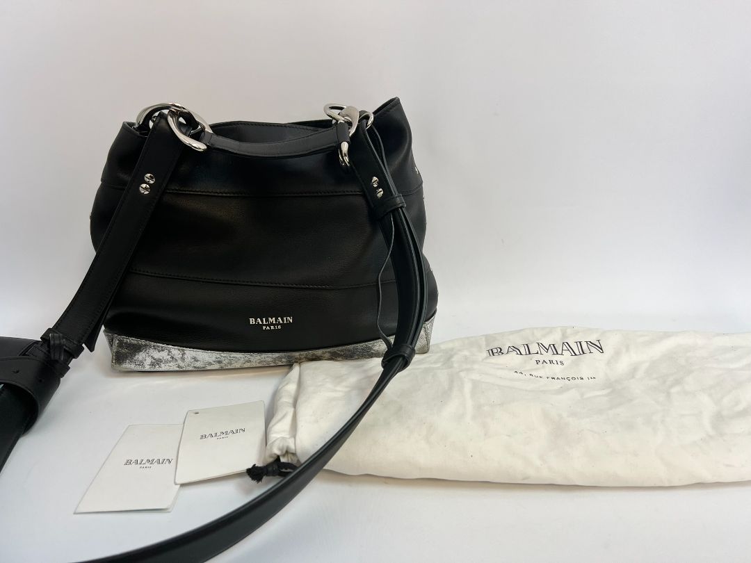 black Balmain bucket bag