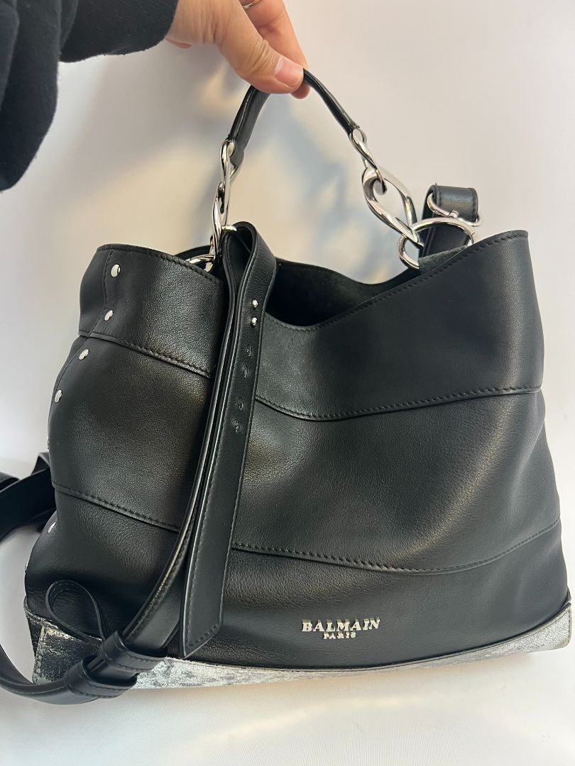 black Balmain bucket bag
