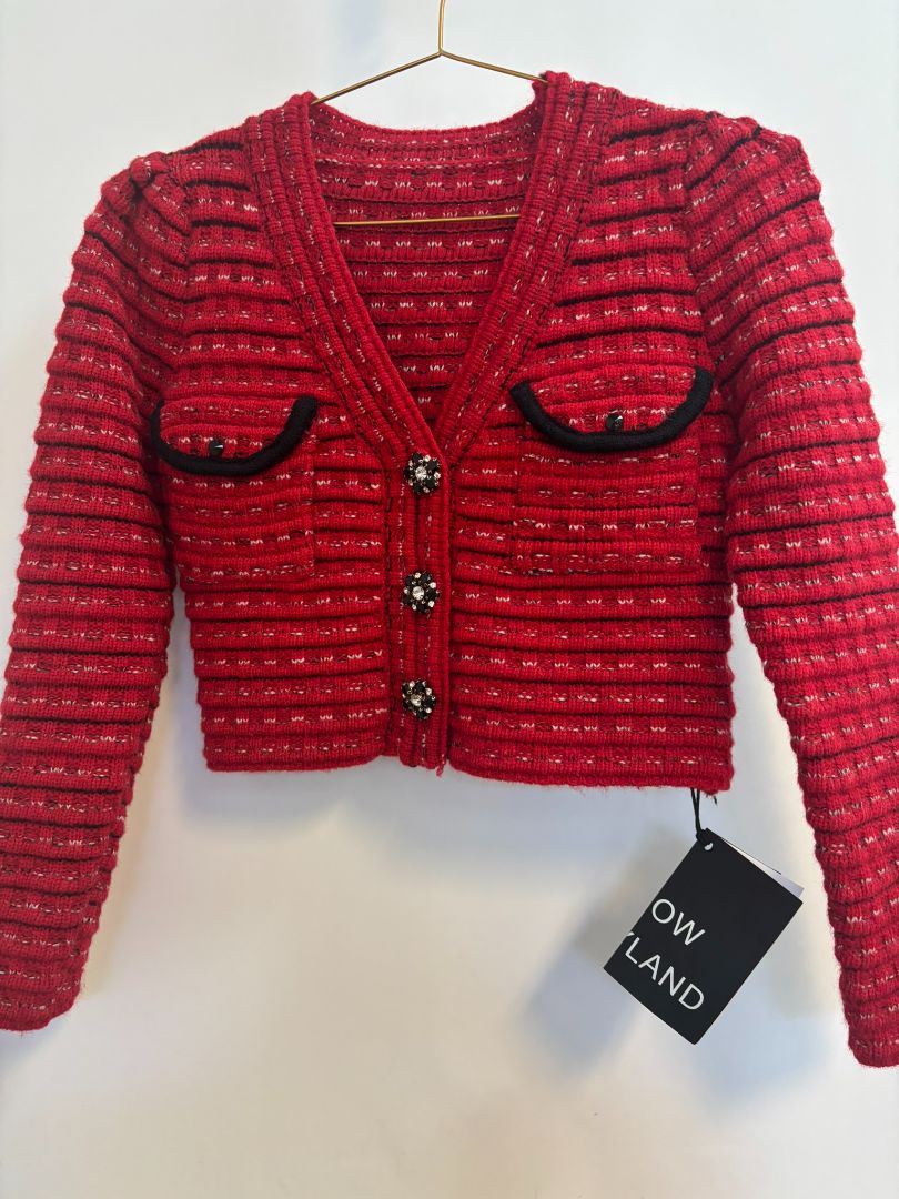 red and black Wild Shadow Fairyland cropped sweater, 4S