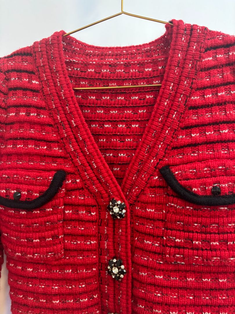 red and black Wild Shadow Fairyland cropped sweater, 4S