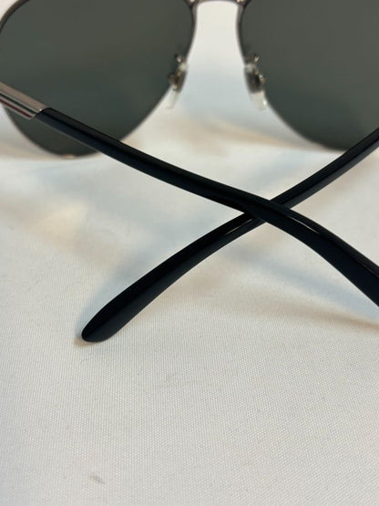Gucci Silver and Green Aviator Sunglasses