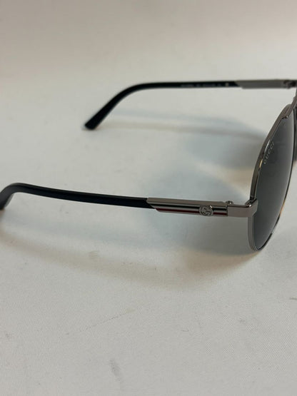 Gucci Silver and Green Aviator Sunglasses