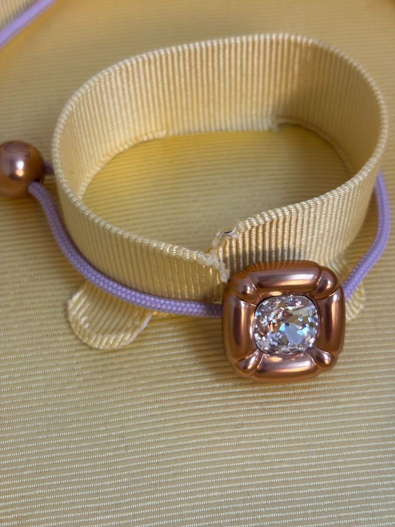 rose gold and lavander swarovksi Rose Gold-Tone Frame with Crystal Center Product Details, Frame Size: Approximately 12–15 mm across (based on visual scale)