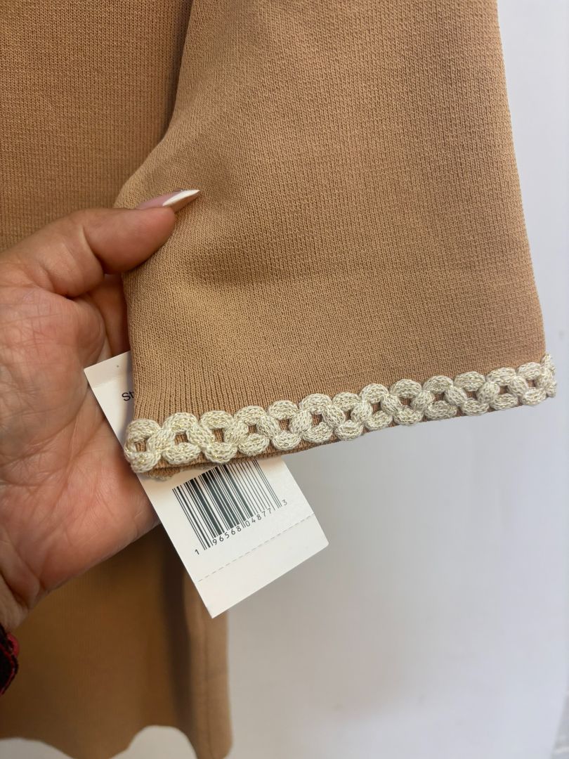 camel Alexia Admor Pearl Button Knit Polo Top, S