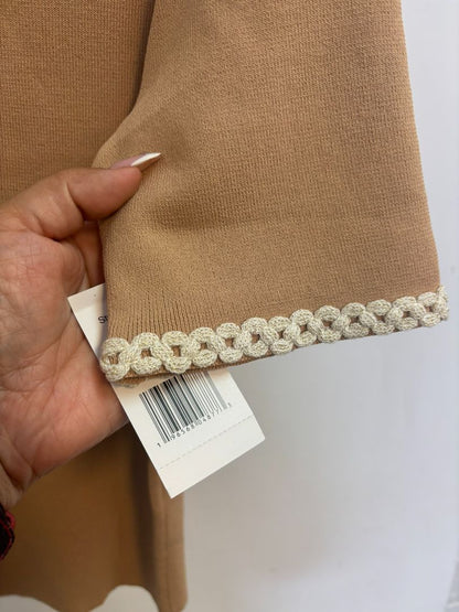 camel Alexia Admor Pearl Button Knit Polo Top, S