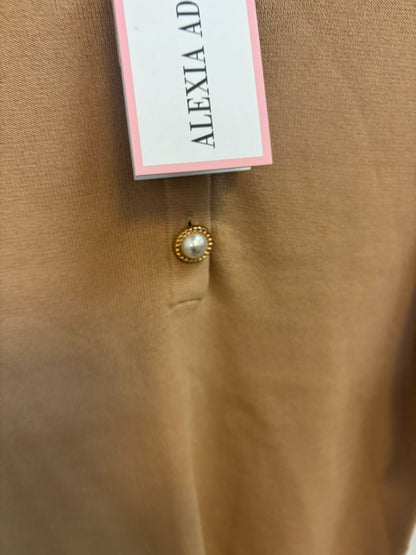 camel Alexia Admor Pearl Button Knit Polo Top, S