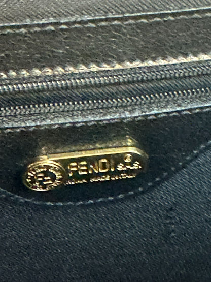black Fendi Vitello King Luxor Bag, Approximate Dimensions: Estimate ~ 25 cm (W) × 18 cm (H) × ~8‑10 cm (D) (≈ 10″ × 7″ × 3‑4″)