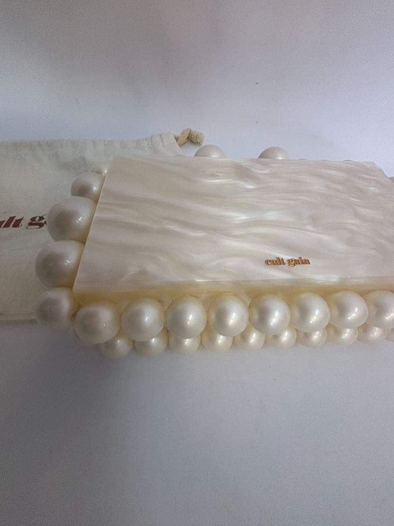 pearl Cult Gaia EOS pearl acrylic clutch, Width: 7.5 inches Height: 5 inches Depth: 2 inches