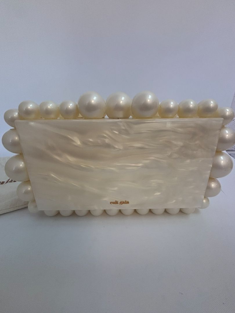 pearl Cult Gaia EOS pearl acrylic clutch, Width: 7.5 inches Height: 5 inches Depth: 2 inches