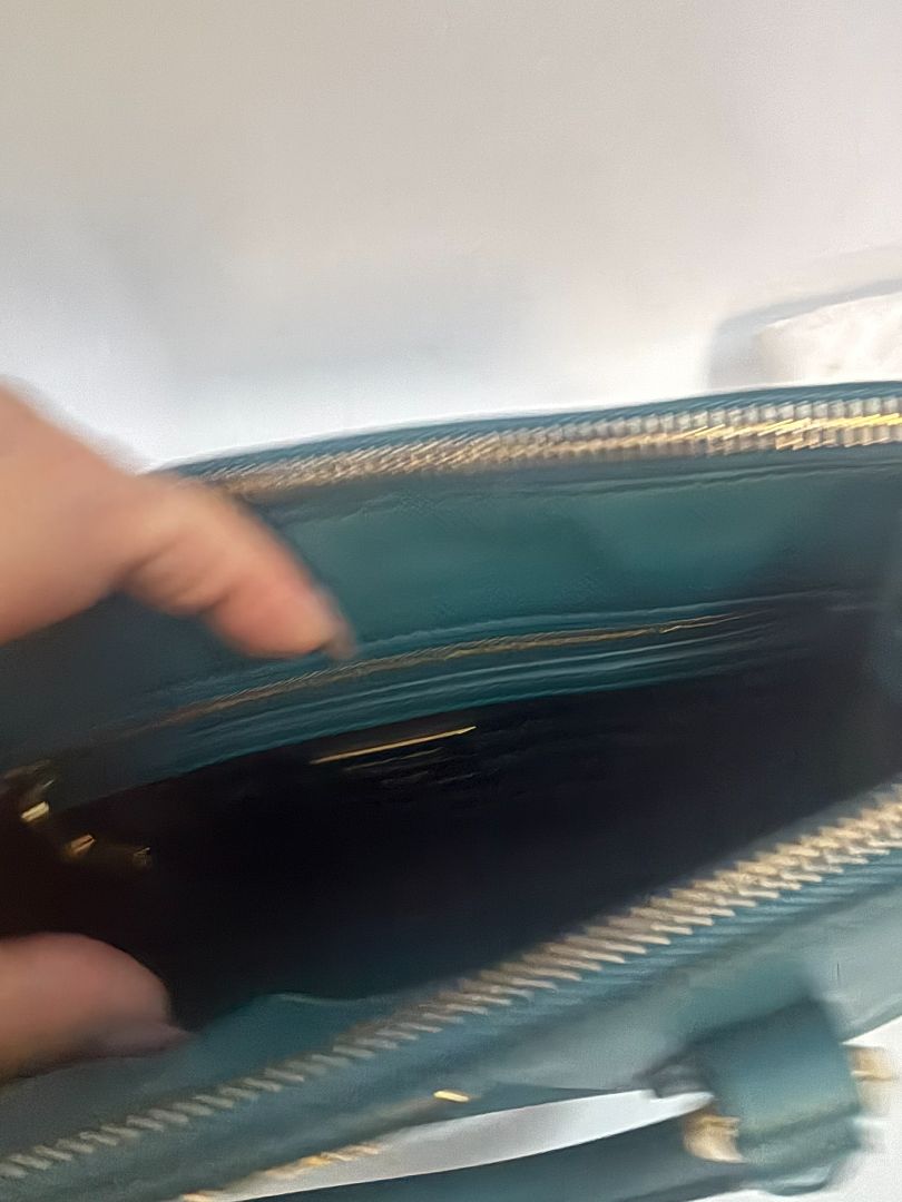deep teal Prada Model: Double Zip Lux Tote (also known as Galleria Tote), Width: 11.5 inches (29 cm) Height: 8 inches (20 cm) Depth: 5 inches (13 cm) Handle Drop: 4 inches (10 cm) Strap Drop: 19–21 inches adjustable (48–53 cm)