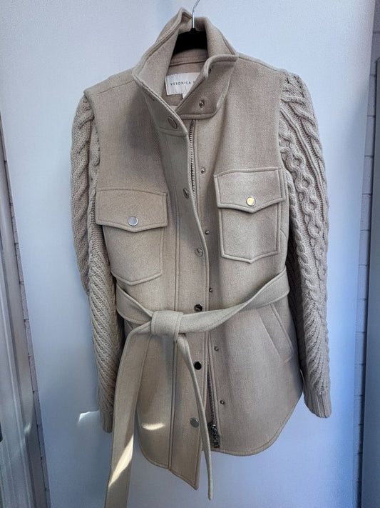 oat Veronica Beard cable knit wool jacket, S