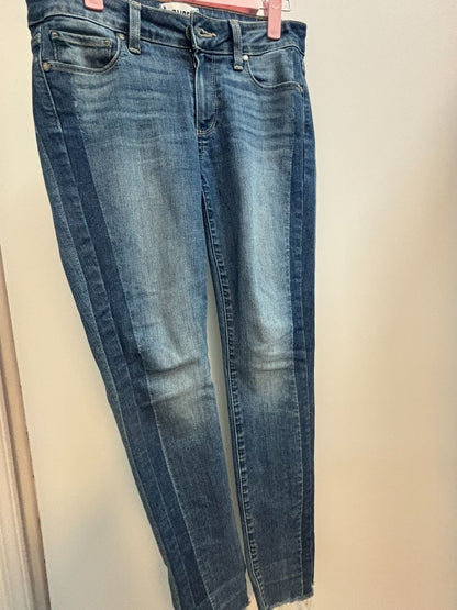 light indigo Paige straight leg mid rise, 27