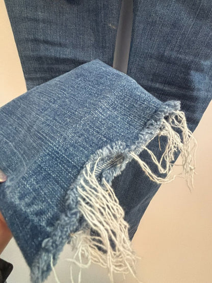 light indigo Paige straight leg mid rise, 27