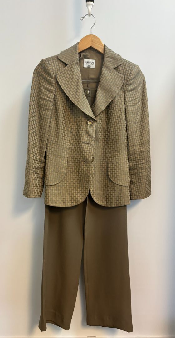 brown Armani Collection silk pant suit set, 4