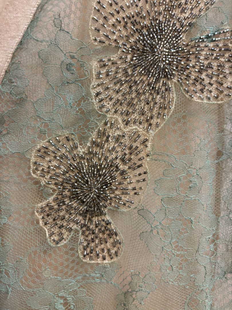 beige multi Valentino silk embroided buttoned cardigan, S