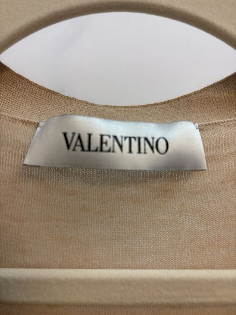 beige multi Valentino silk embroided buttoned cardigan, S
