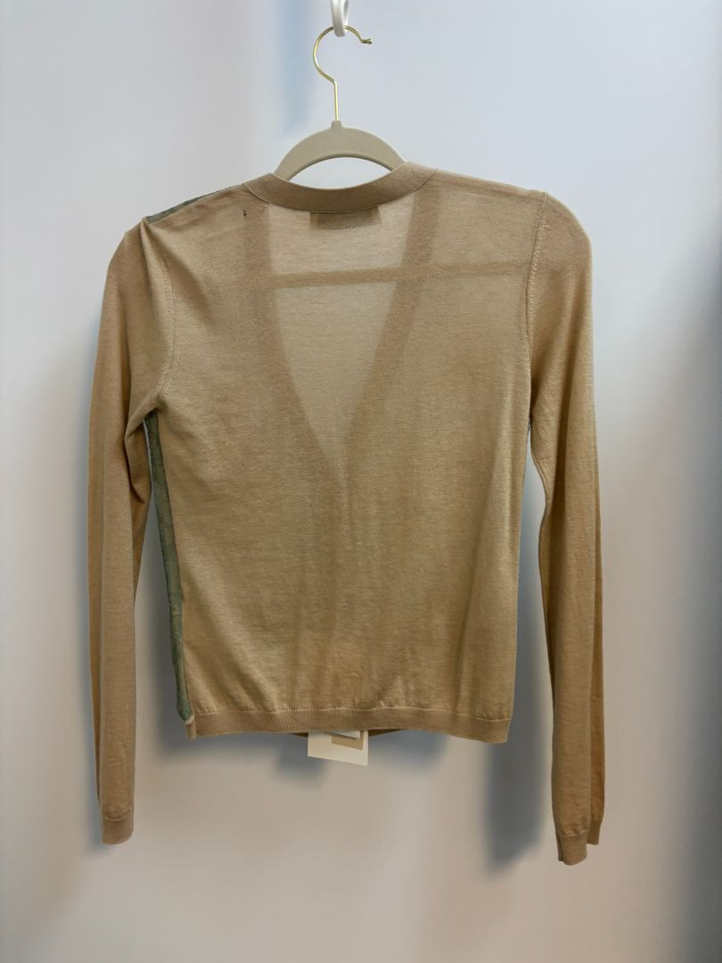 beige multi Valentino silk embroided buttoned cardigan, S